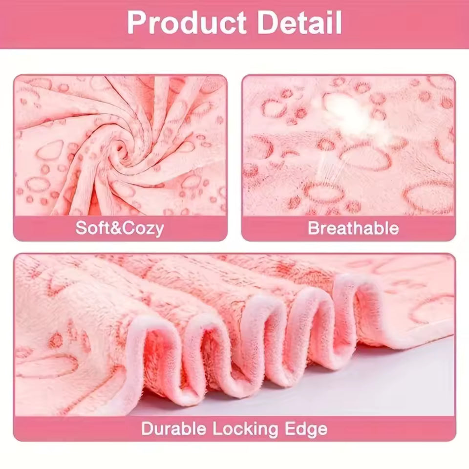 1pcs Ultra-Soft Paw Print Dog Blankets