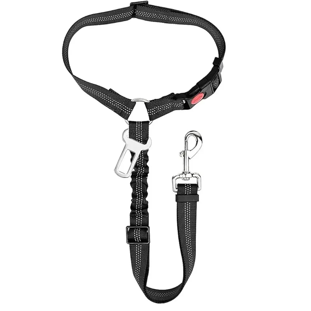 2-in-1 Adjustable Pet Car Seatbelt Restraint Tether