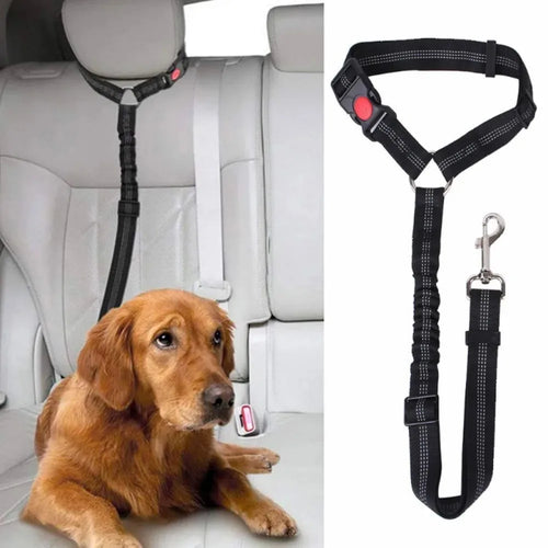 2-in-1 Adjustable Pet Car Seatbelt Restraint Tether